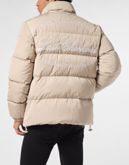 Philipp Plein Nylon Puffer Jacket Late Checkout Beige