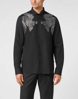 Philipp Plein Overhemd Slim Fit Dragon Zwart