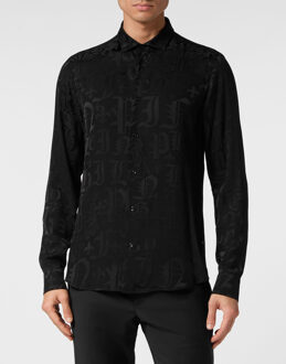 Philipp Plein Overhemd Slim Fit Monogram - maat Zwart