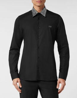 Philipp Plein Overhemd Slim Fit Zwart - M