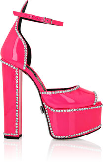Philipp Plein Patent Leather Platform Sandals Hi-Heels Fuchsia - EU 39