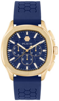 Philipp Plein $pectre Chrono Horloge - Blauwe Wijzerplaat, Blauwe Band Philipp Plein , Blue , Heren - ONE Size