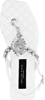 Philipp Plein Platte Sandalen Skull Wit