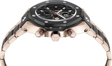 Philipp Plein Plein Chrono Royal Heren Horloge Multi PWLFA0625 Zwart en roségoud - One Size