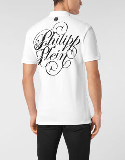 Philipp Plein Polo Shirt Ss Full Stones Coursive Wit