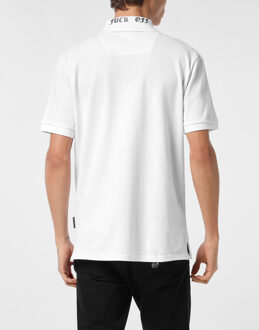 Philipp Plein Polo T-Shirt Schedel & Beenderen - maat Wit