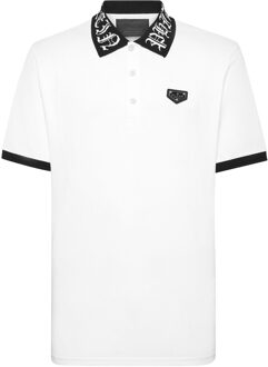 Philipp Plein Poloshirt Gothic Plein - maat 3XL Wit