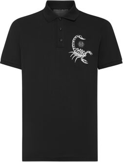 Philipp Plein Poloshirt Scorpion Zwart