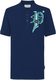 Philipp Plein Poloshirt Skull&Bones Donkerblauw - 4XL