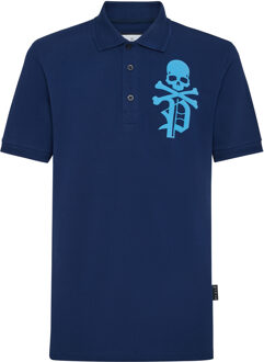 Philipp Plein Poloshirt Skull&Bones Donkerblauw - 4XL