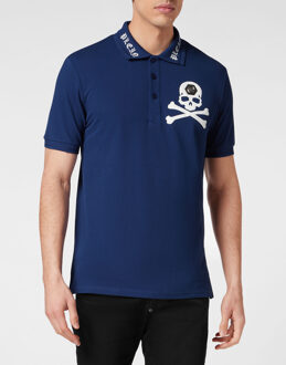 Philipp Plein Poloshirt Skull&Bones Donkerblauw