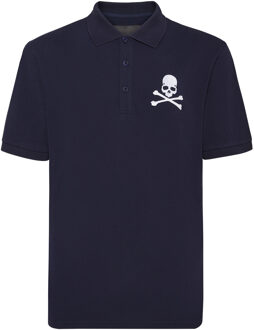Philipp Plein Poloshirt Skull&Bones Donkerblauw