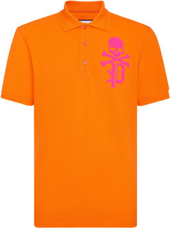 Philipp Plein Poloshirt Skull&Bones - maat 2XL Oranje