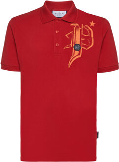 Philipp Plein Poloshirt Skull&Bones - maat 3XL Rood