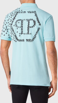 Philipp Plein Poloshirt Skull&Bones - maat XL Lichtblauw