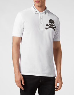 Philipp Plein Poloshirt Skull&Bones Wit - L