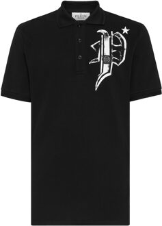 Philipp Plein Poloshirt Skull&Bones Zwart