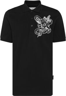 Philipp Plein Poloshirt Snake - maat 3XL Zwart