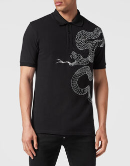 Philipp Plein Poloshirt Snake Zwart