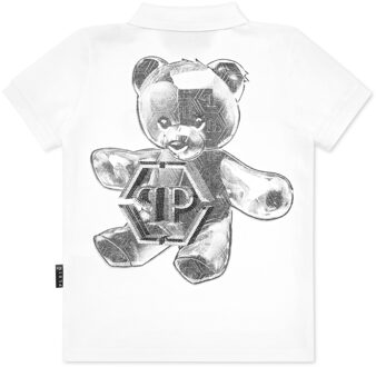 Philipp Plein Poloshirt Ss Teddy - maat 10J / 140cm Wit