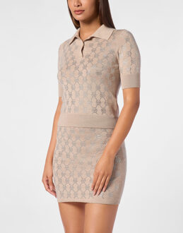 Philipp Plein Pullover Polo-Nek Monogram Beige