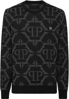 Philipp Plein Pullover Ronde Hals Chrome Zwart
