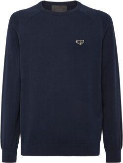 Philipp Plein Pullover Ronde Hals Donkerblauw