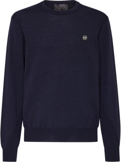 Philipp Plein Pullover Ronde Hals Donkerblauw