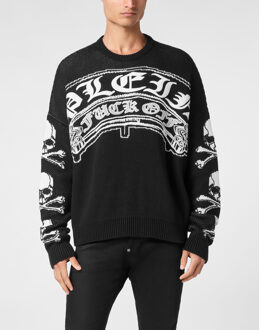 Philipp Plein Pullover Ronde Hals Gothic Plein Zwart - S