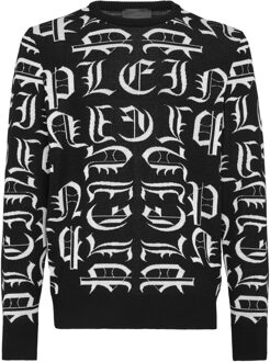Philipp Plein Pullover Ronde Hals Gothic Plein Zwart