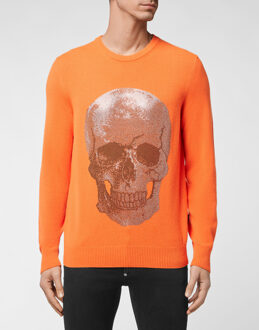 Philipp Plein Pullover Ronde Hals Iconic Plein - maat 3XL Oranje