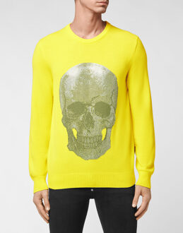 Philipp Plein Pullover Ronde Hals Iconic Plein - maat Geel