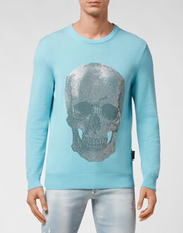 Philipp Plein Pullover Ronde Hals Iconic Plein - maat Lichtblauw