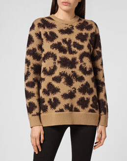 Philipp Plein Pullover Ronde Hals Leopard - maat M Luipaard