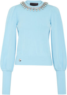 Philipp Plein Pullover Ronde Hals Lichtblauw - XS