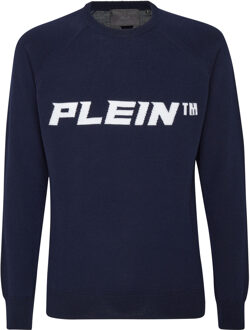 Philipp Plein Pullover Ronde Hals - maat 2XL Donkerblauw