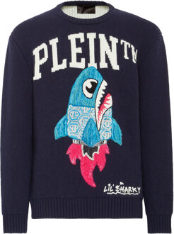Philipp Plein Pullover Ronde Hals - maat 3XL Donkerblauw