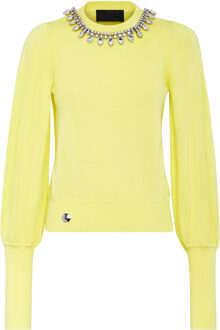 Philipp Plein Pullover Ronde Hals - maat M Geel