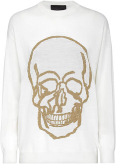 Philipp Plein Pullover Ronde Hals - maat M Wit