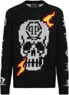 Philipp Plein Pullover Ronde Hals - maat XL Zwart