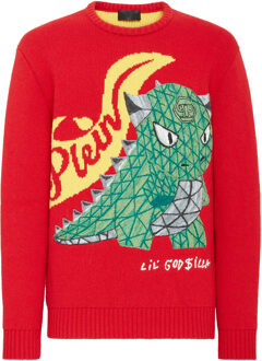 Philipp Plein Pullover Ronde Hals Rood - 4XL