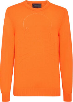 Philipp Plein Pullover Ronde Hals Skull And Plein Oranje - XL