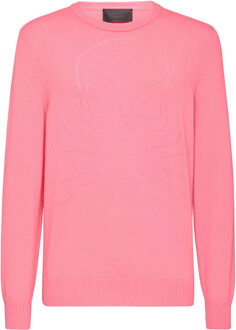 Philipp Plein Pullover Ronde Hals Skull And Plein Roze - L