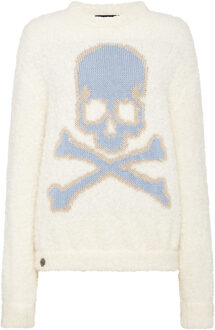 Philipp Plein Pullover Ronde Hals Skull&Bones Crème - XS