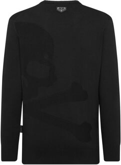 Philipp Plein Pullover Ronde Hals Skull&Bones Zwart