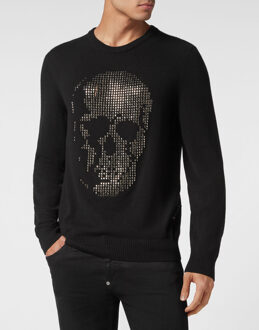 Philipp Plein Pullover Ronde Hals Skull Zwart