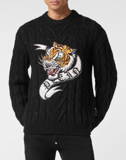 Philipp Plein Pullover Ronde Hals Tattoo - maat XL Zwart
