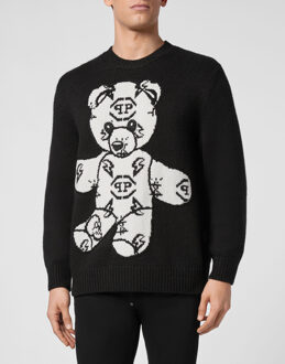 Philipp Plein Pullover Ronde Hals Teddy Zwart