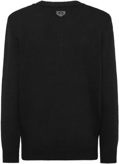 Philipp Plein Pullover Ronde Hals Teddy Zwart
