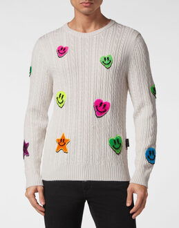 Philipp Plein Pullover Ronde Hals Wit - 3XL